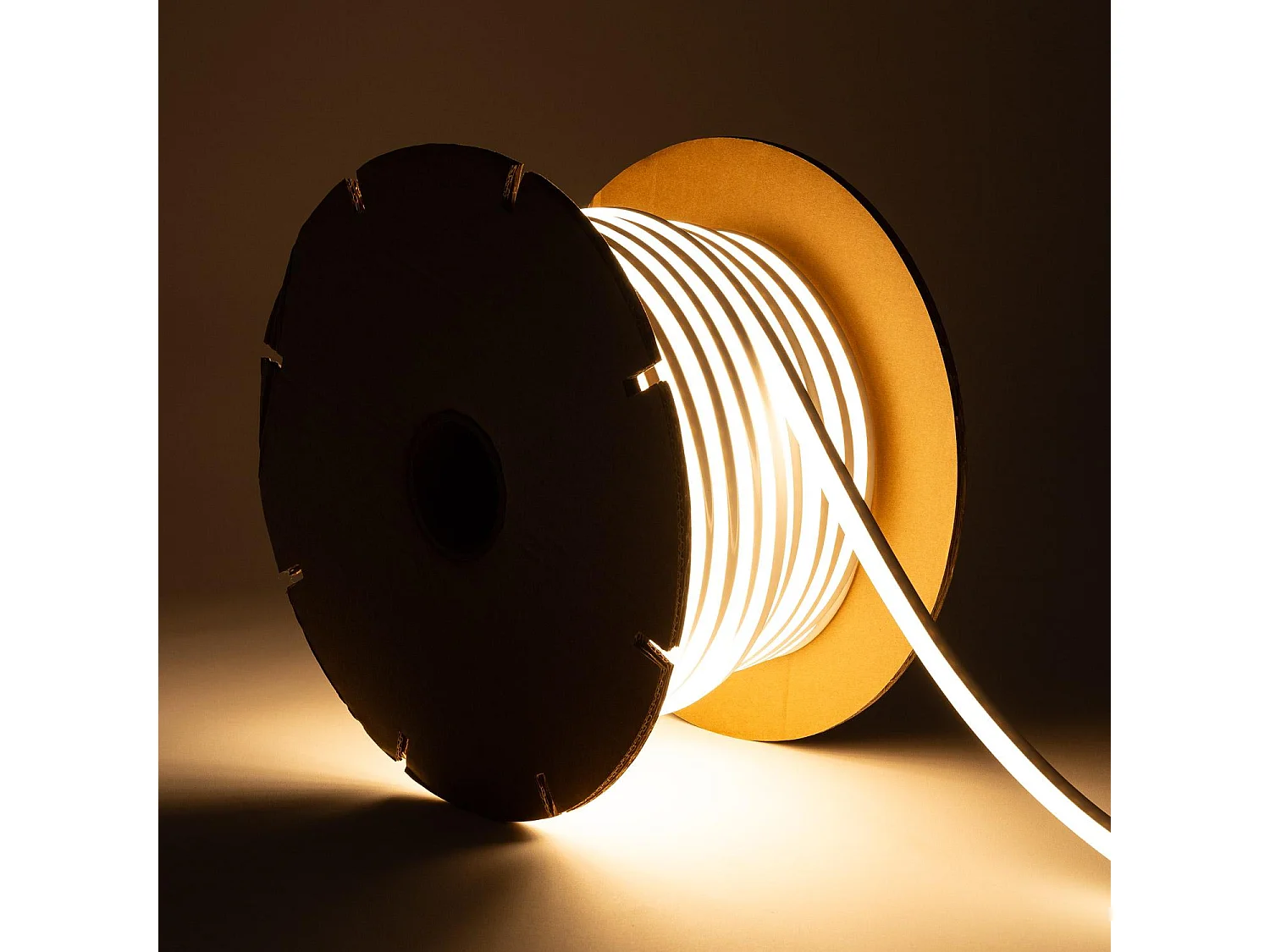 Bobina 50m Striscia LED Neon Regolabile 220V SFLEX8 8W/m IP65 Taglio 100cm Bianco Caldo