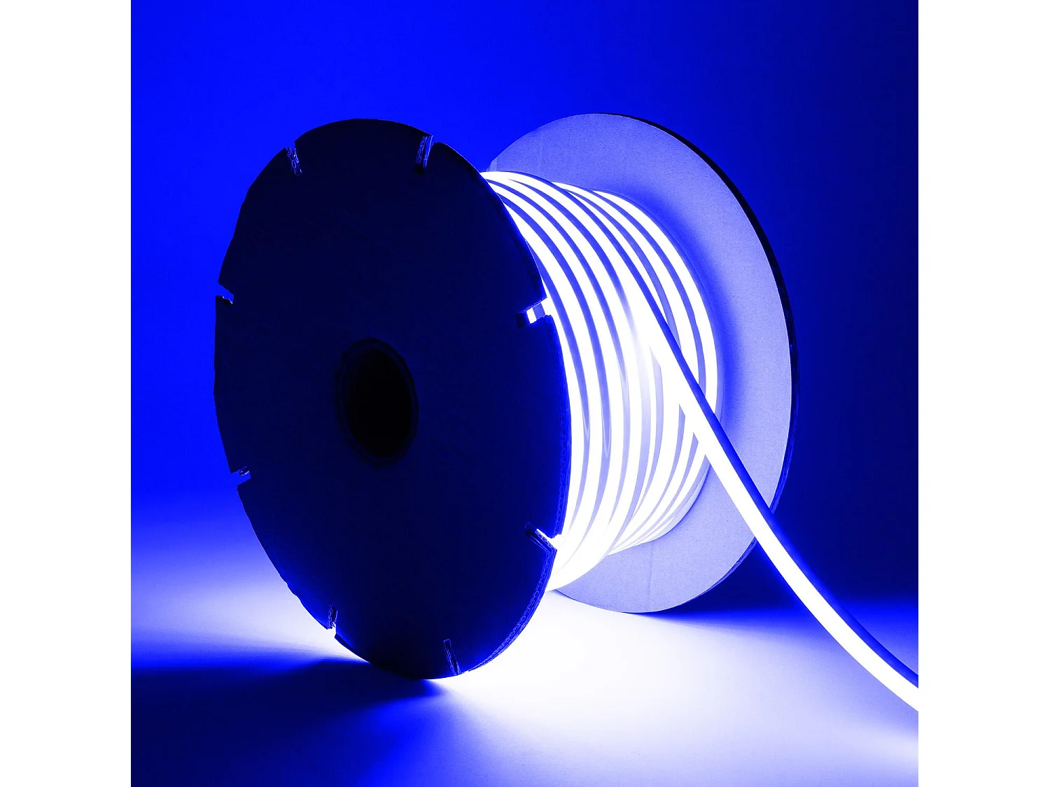 Bobina 50m Striscia LED Neon Regolabile 220V SFLEX8 8W/m IP65 Taglio 100cm Blu