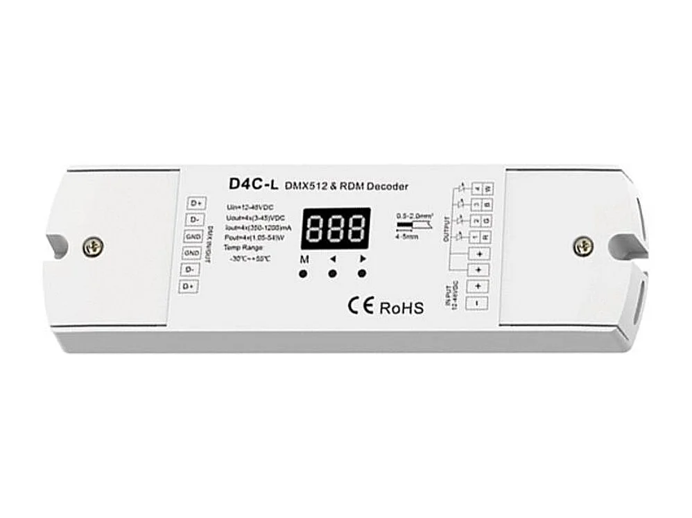 Decodificatore DMX512 & RDM 12-48V DC 350-1200mA 4 Canali RGB/RGBW