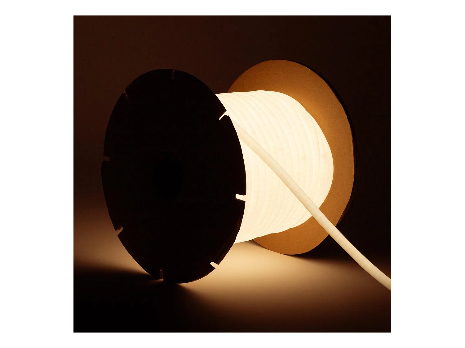 Ruban LED Néon Dimmable 220V BOBINE 50m Circulaire SFLEXx17 8W/m Coupe 100cm IP65 Blanc chaud