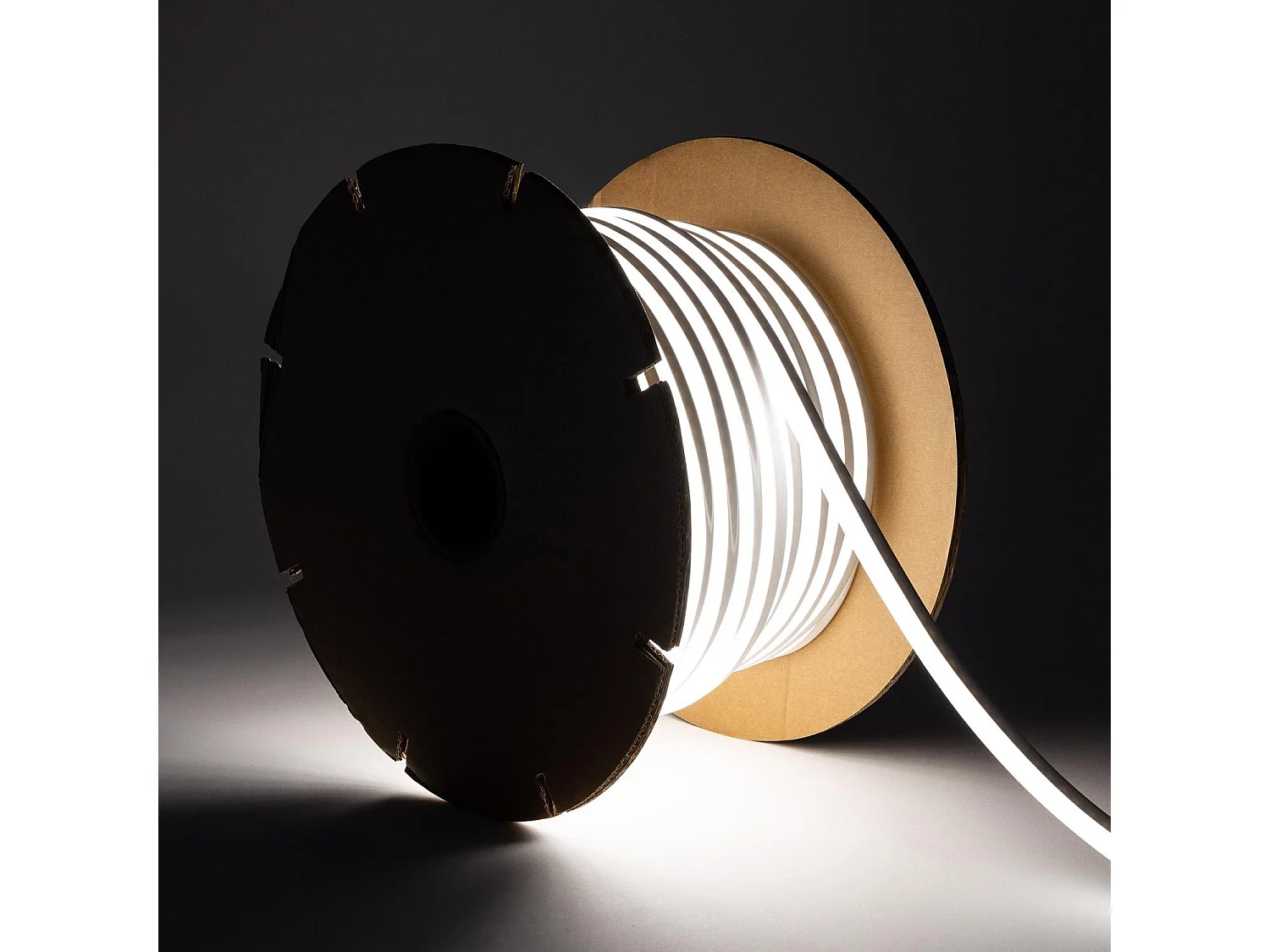 Bobina 50m Striscia LED Neon Regolabile 220V SFLEX8 8W/m IP65 Taglio 100cm Bianco Freddo