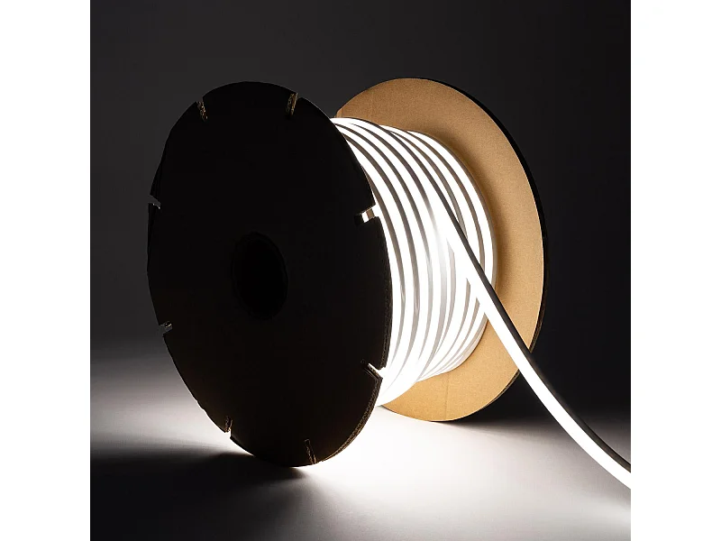 Tira LED Neón Regulable 220V BOBINA 50m SFLEX8 8W/m Corte 100cm IP65 Blanco Frío