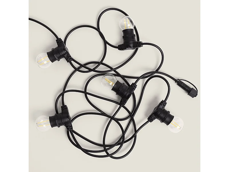 Guirnalda Exterior con Bombillas LED B22 Filamento G45 5m IP44 Negro 4000K Blanco Neutro