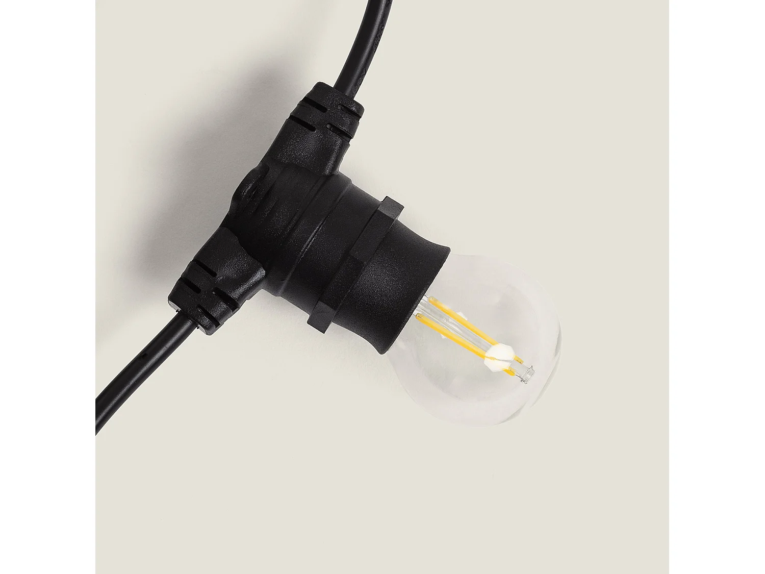 Kit Ghirlanda Luci per Esterno IP44 5m Nero + 5 Lampadine Filamento LED B22 2W G45 4000K Bianco Naturale