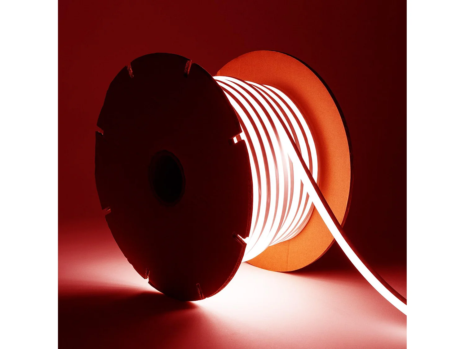 Striscia LED Neon Regolabile 220 V Bobina da 50 m 8 W/m Taglio ogni 100 cm IP65 N-FLEX8 Rosso