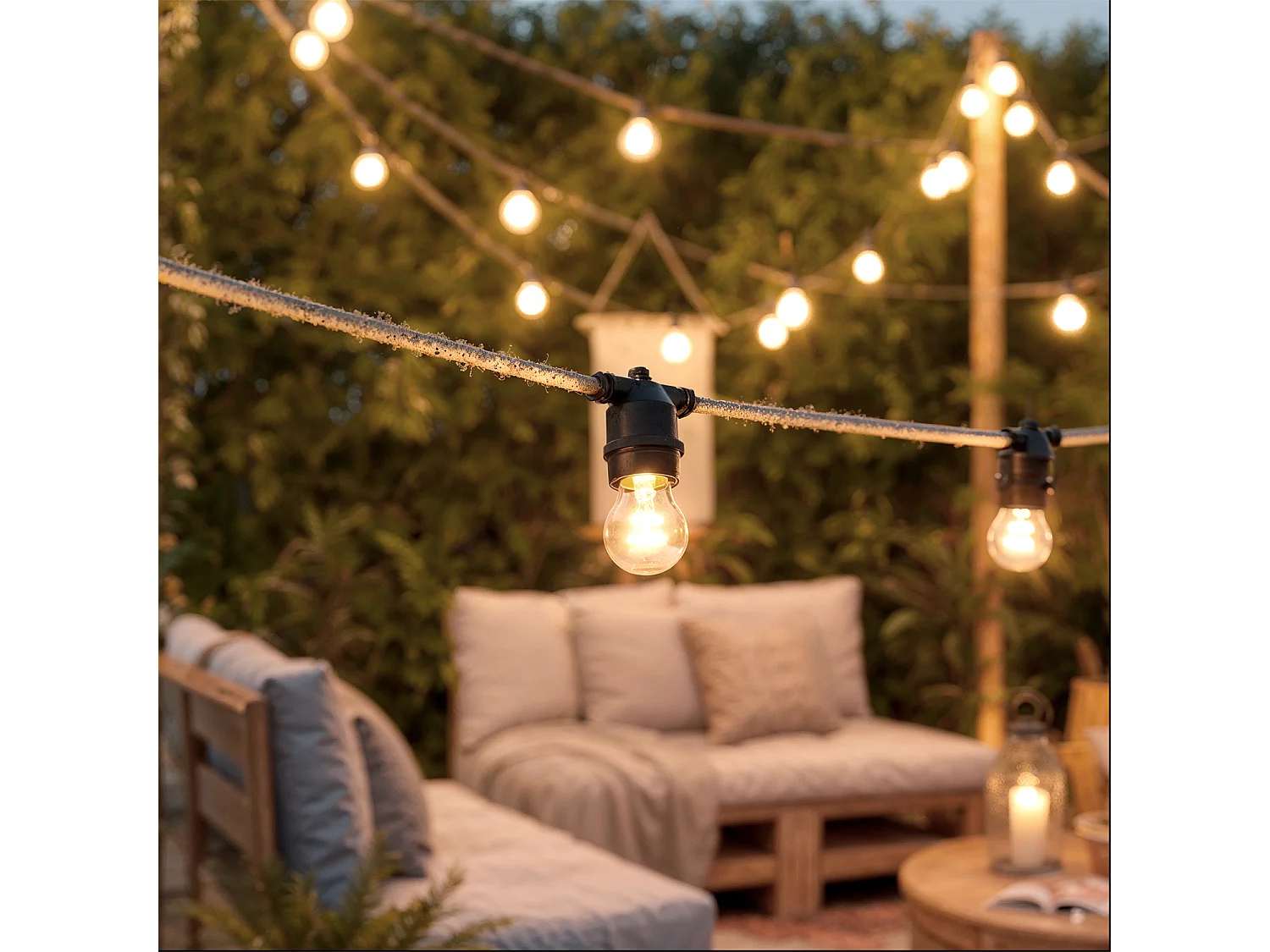 Ghirlanda di Luci Esterno con 10 Portalampade Textil 10m IP65 10 m