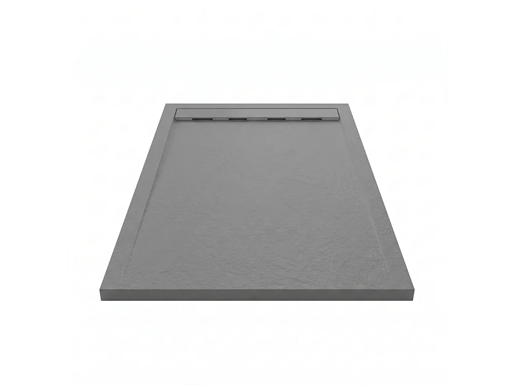 Receveur de douche 70x100cm extra plat RIBERA en résine surface ardoisée anthracite Grille anthracite