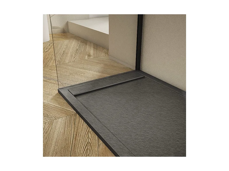 Extra flache Duschwanne RIBERA Schieferoptik ANTHRAZIT 80x180cm