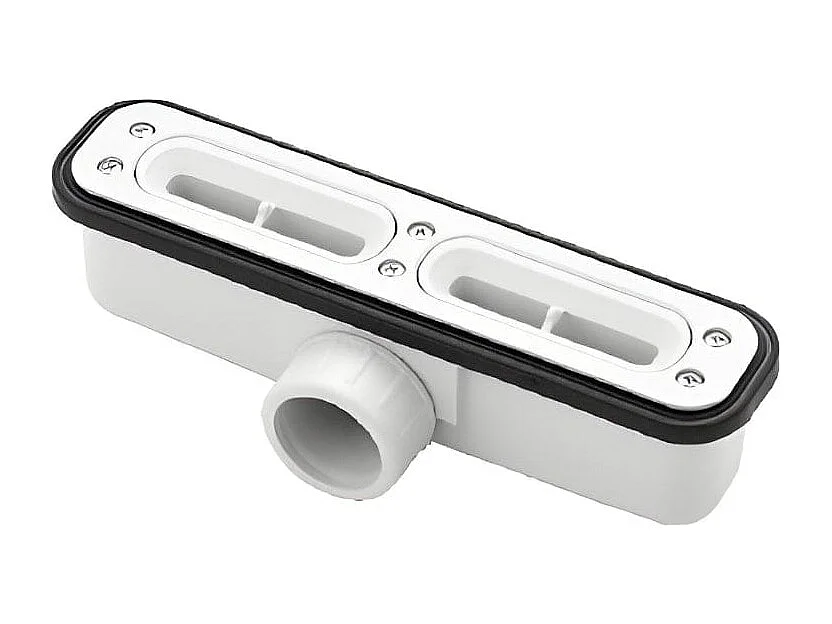 Plato de ducha pizarra RIBERA blanco  90x140cm rejilla acero inox.