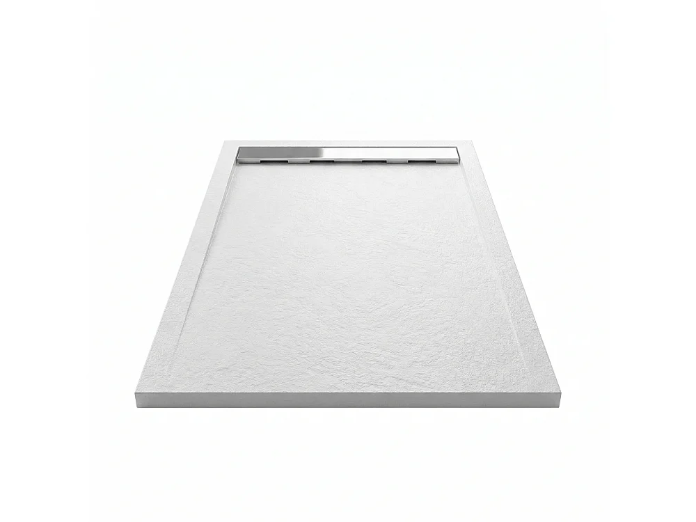 Plato de ducha pizarra RIBERA blanco  90x140cm rejilla acero inox.