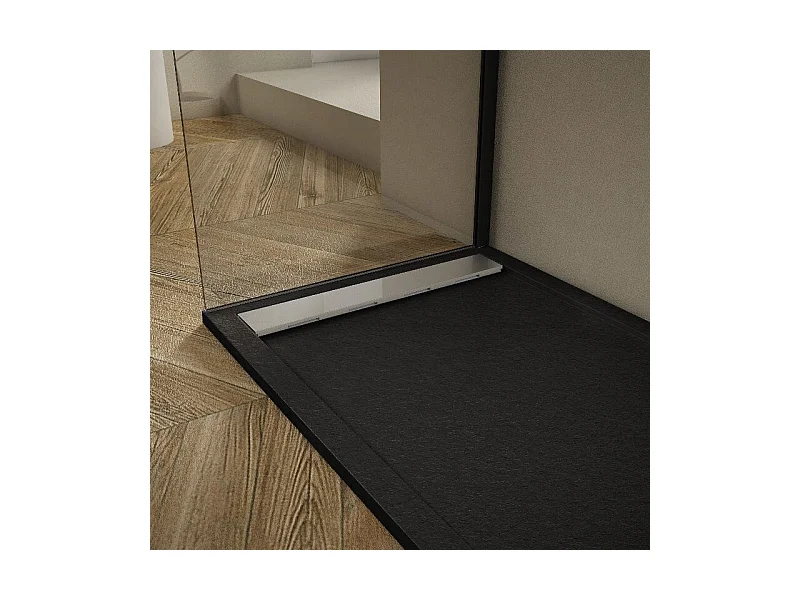Plato de ducha pizarra RIBERA NEGRO  70x120cm Rejilla acero inox.
