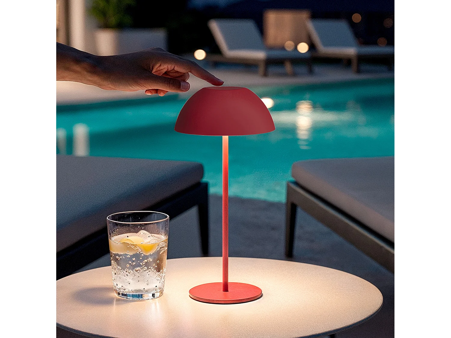 Lampada da Tavolo LED 2W Portatile con Batteria USB Ricaricabile Mugla Rosso
