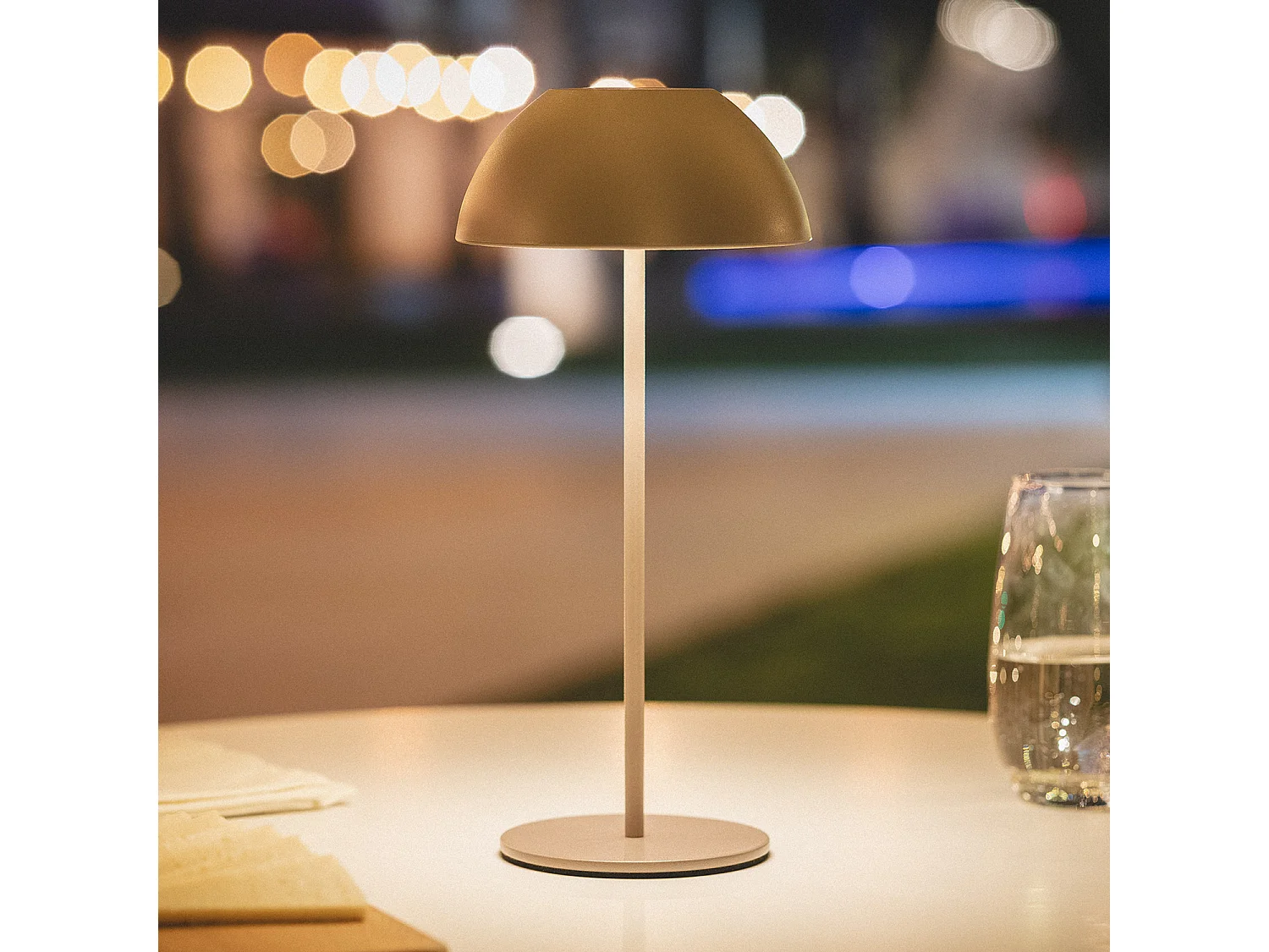 Lampe à Poser Portable LED 2W avec Batterie Rechargeable USB Métal Mugla Taupe
