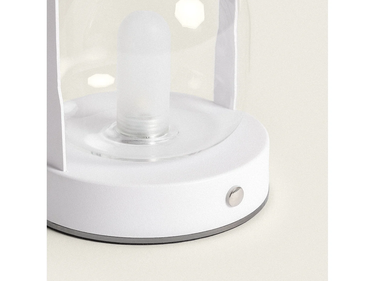 Lámpara de Mesa LED Portátil con Batería USB Recargable Metal y Cristal Olena Blanco