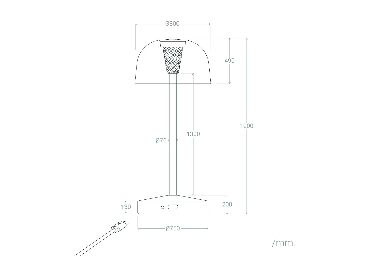 Lampe à Poser LED Portable Extérieur Métal avec Batterie Rechargeable Lendora Laiton