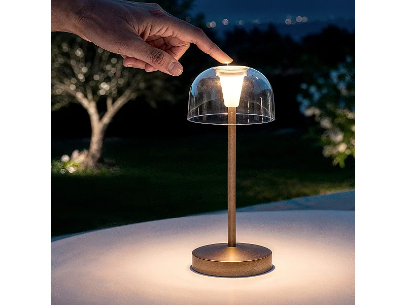 Lampe à Poser LED Portable pour Extérieur Métal avec Batterie Rechargeable Lendora Laiton