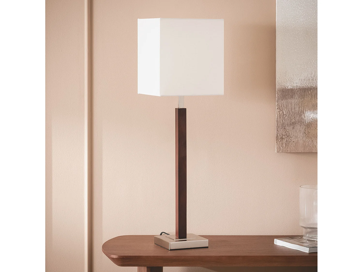 Lampada da Tavolo Legno e Metallo Lizza Bianco