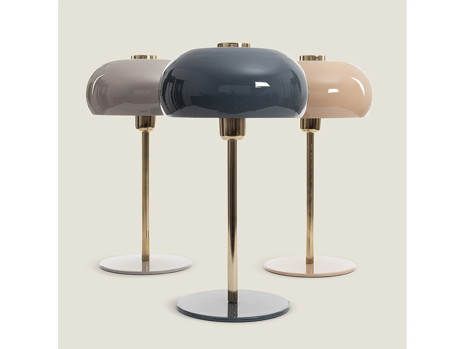 Lámpara de Mesa Metal Tulim Bhavin Beige