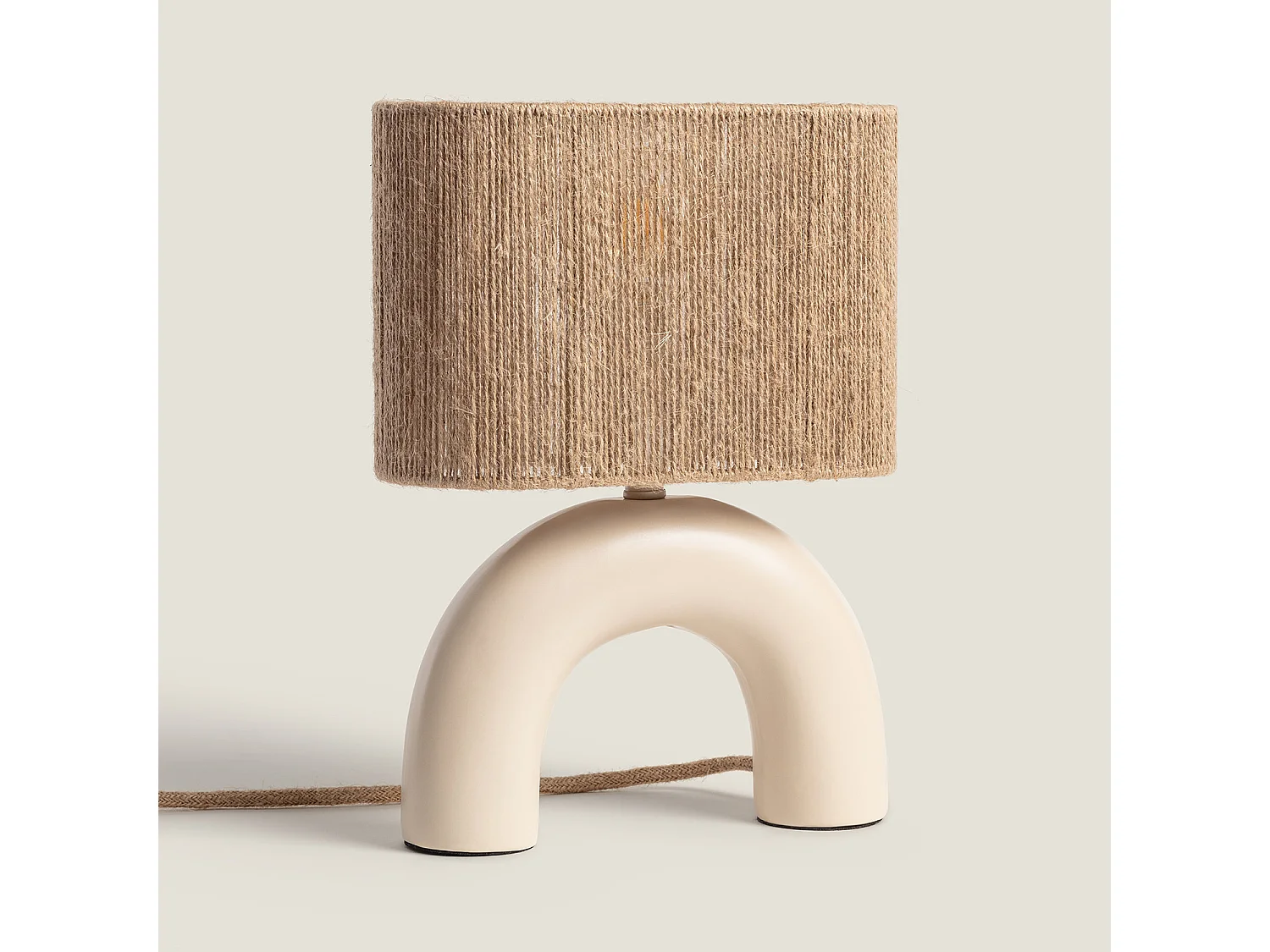 Lampe à Poser Céramique et Corde Naturelle Callie Beige