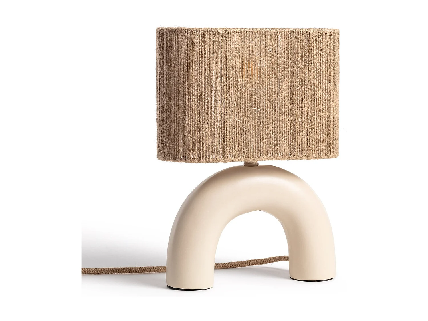 Lampe à Poser Céramique et Corde Naturelle Callie Beige