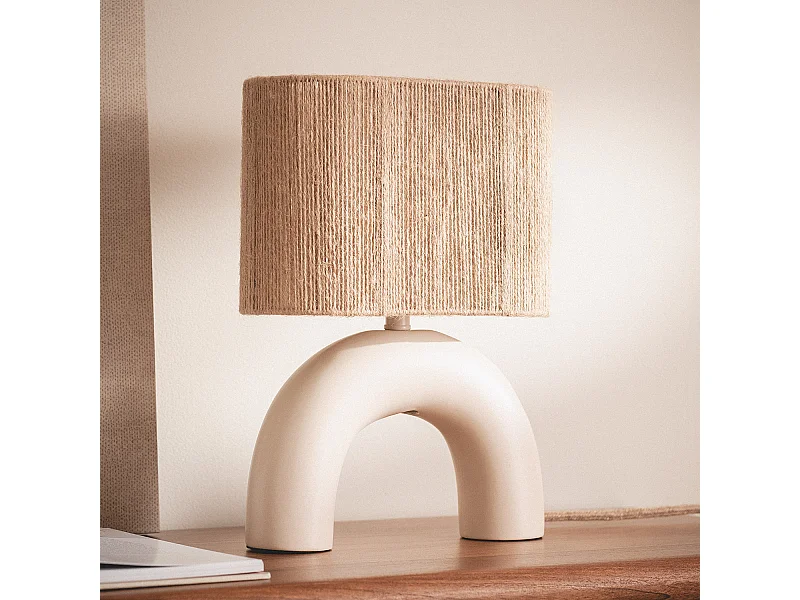 Lampe à Poser Céramique et Corde Naturelle Callie Beige