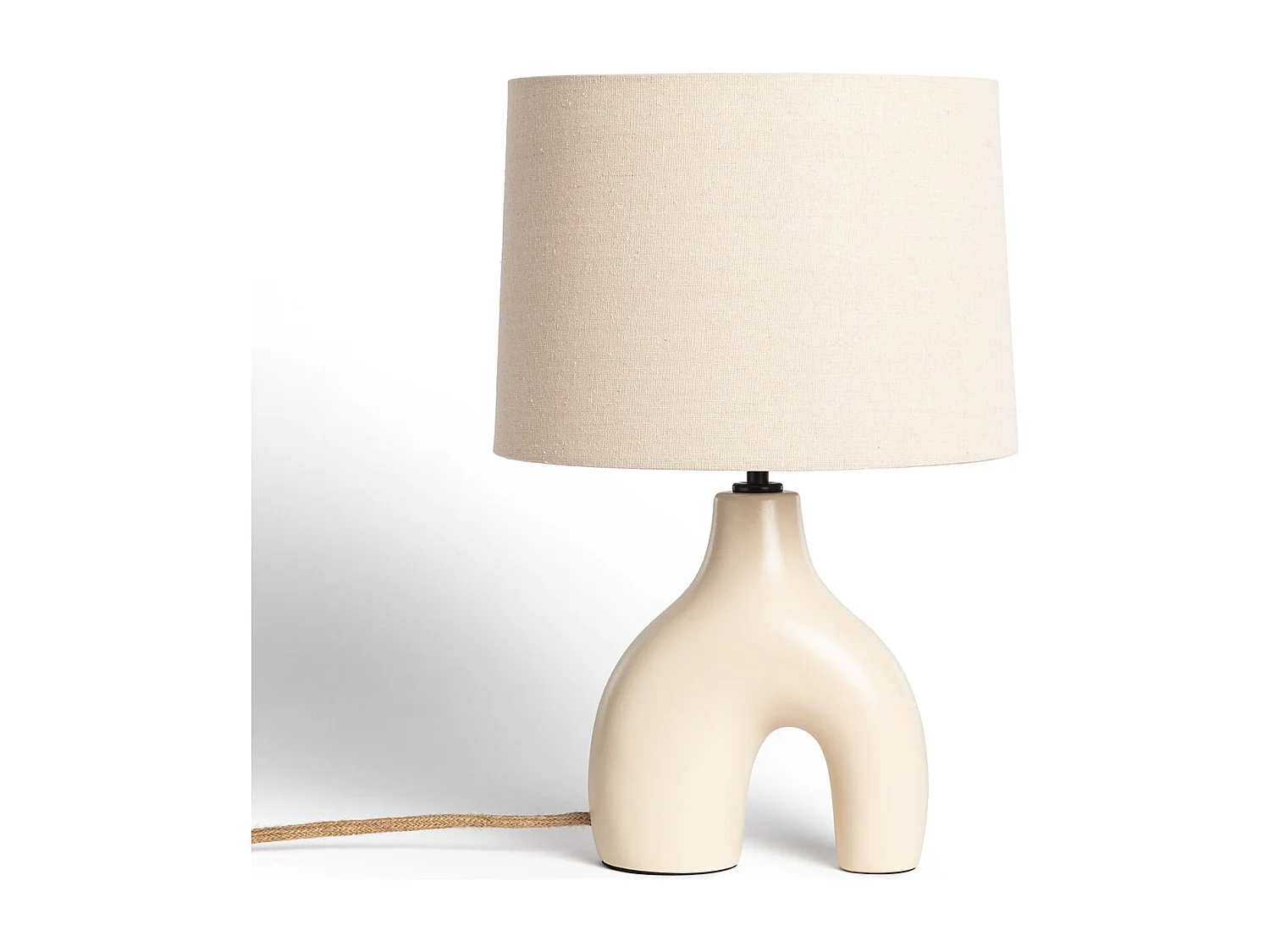 Lámpara de Mesa Cerámica y Lino Ginger Beige