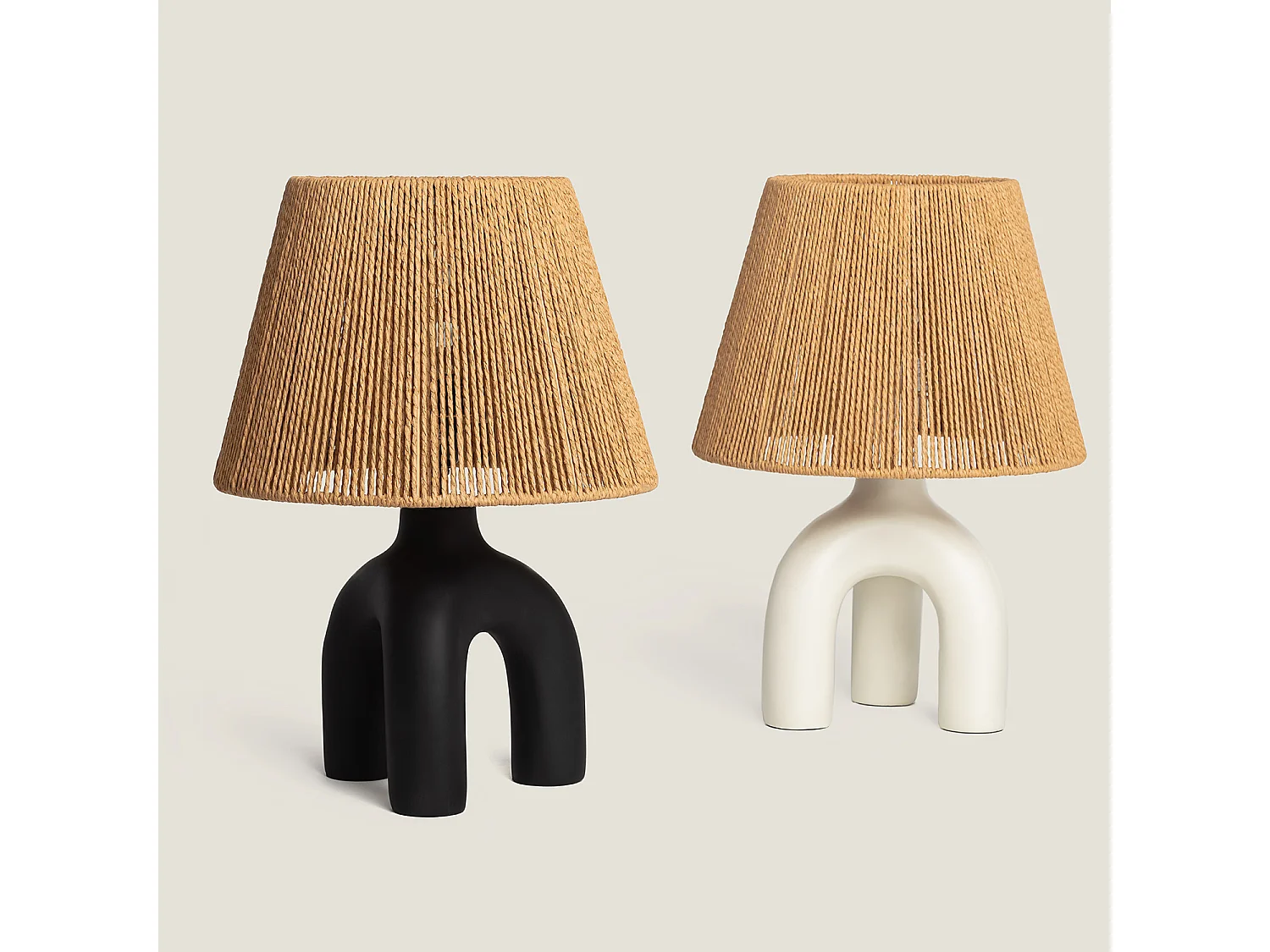 Lámpara de Mesa Papel Trenzado y Resina Otilia Negro