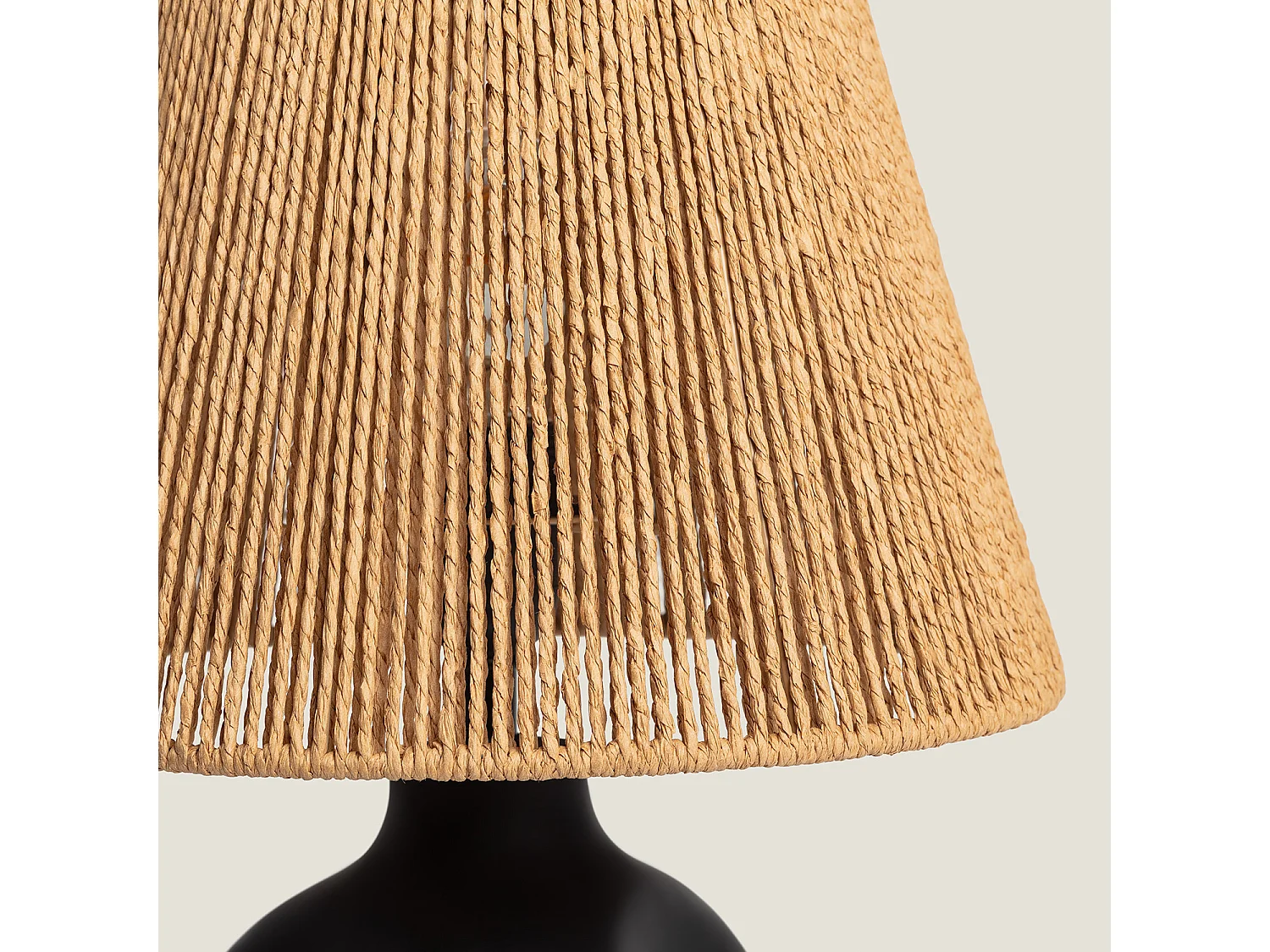 Lampe à Poser Papier Tressé et Résine Otilia  Noir