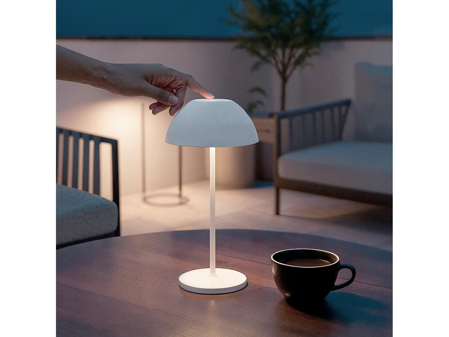 Lámpara de Mesa LED Portátil Exterior con Batería USB Recargable Mugla Blanco