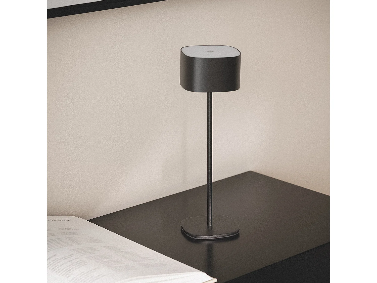 Lámpara de Mesa LED Portátil Exterior con Batería USB Recargable Metal Mounka Square Negro