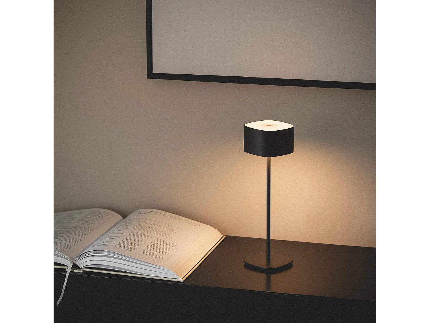 Lámpara de Mesa LED Portátil Exterior con Batería USB Recargable Metal Mounka Square Negro