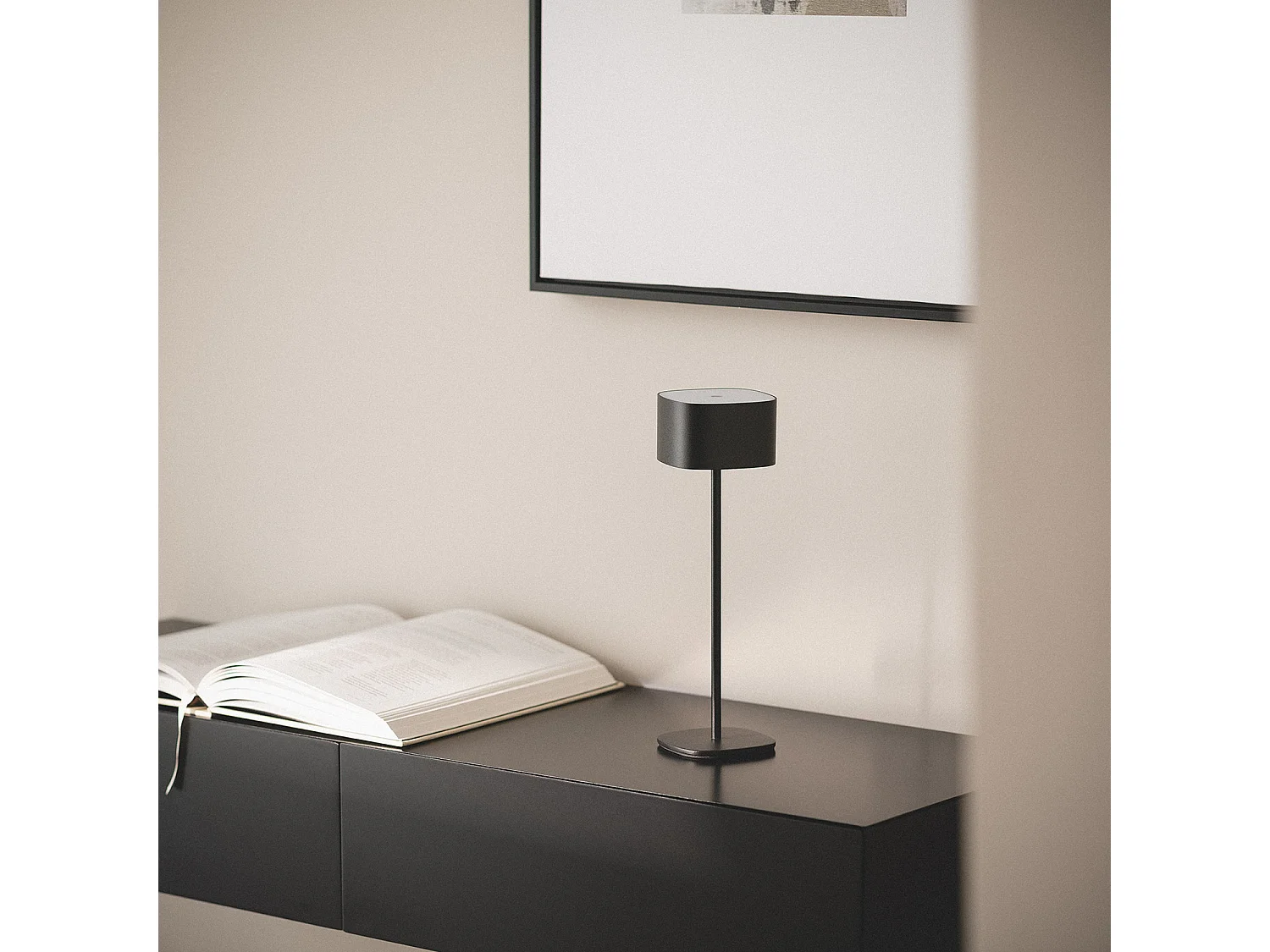 Lámpara de Mesa LED Portátil Exterior con Batería USB Recargable Metal Mounka Square Negro