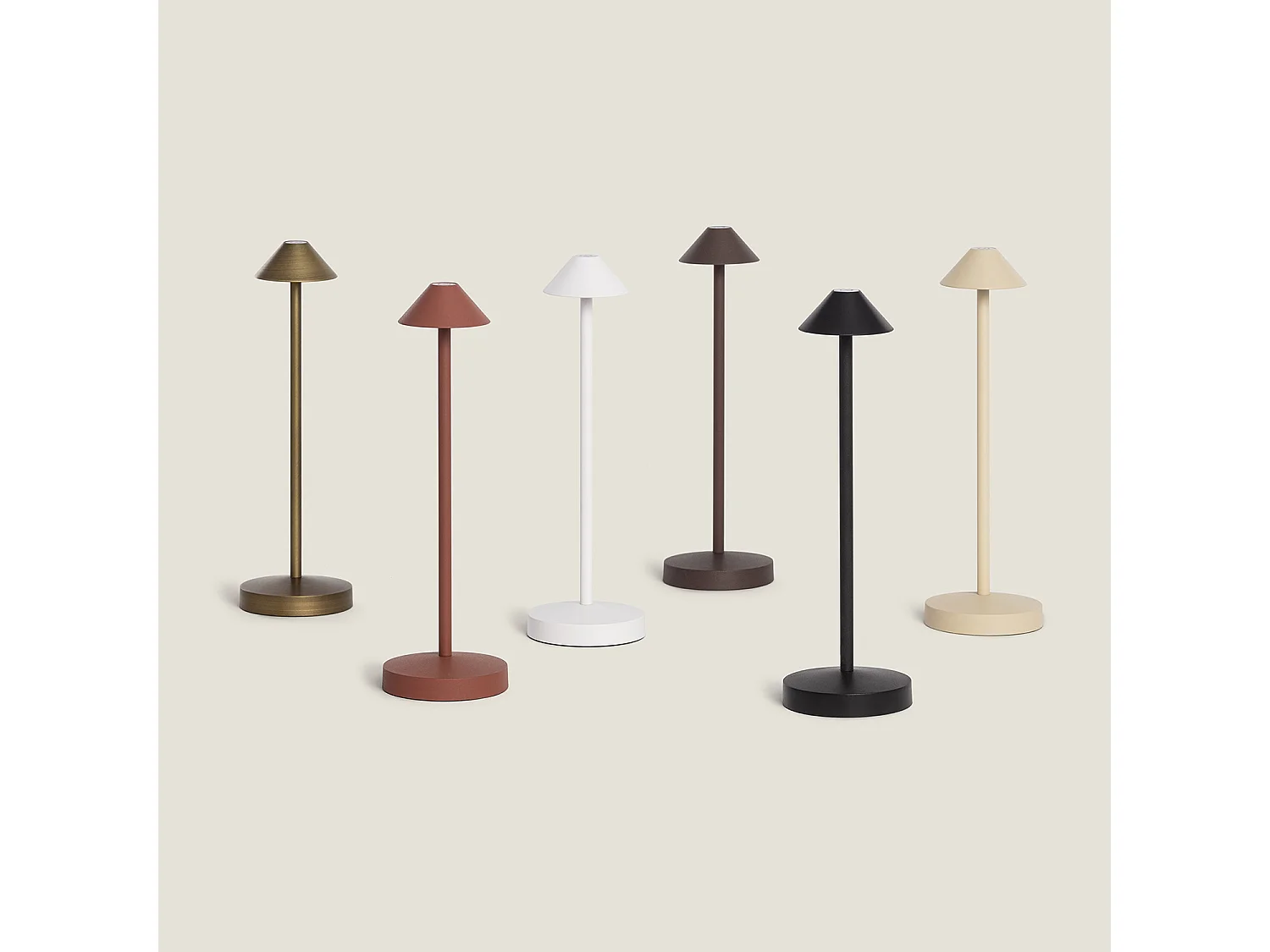 Lampe à Poser LED Portable Extérieure Métal avec Batterie Rechargeable Magatzi Beige