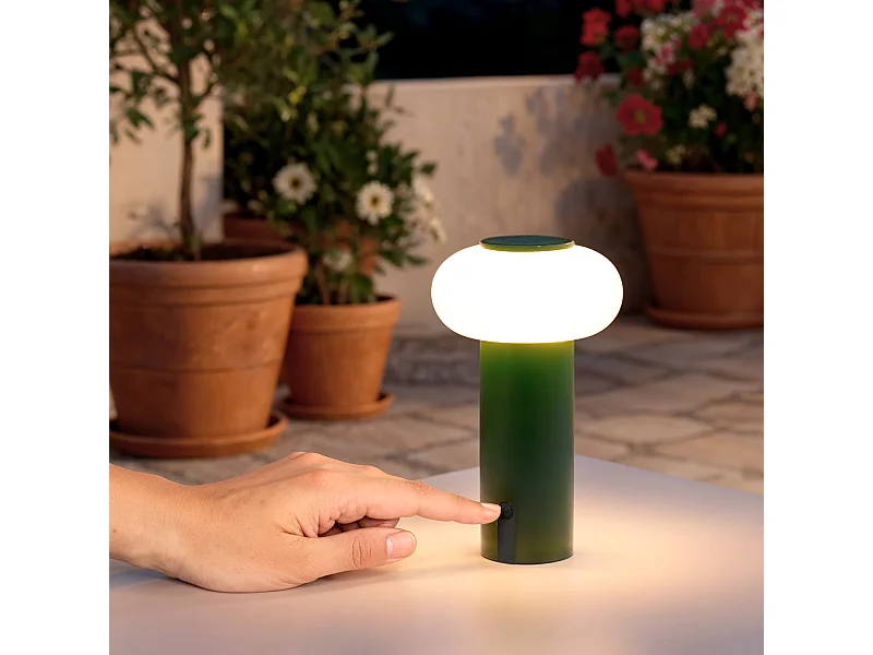 Lámpara de Mesa LED Portátil para Exterior Metal con Batería Recargable Katse Verde