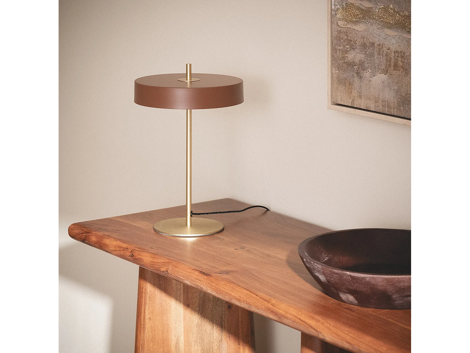 Lampada da Tavolo Metallo Korkor Marrone