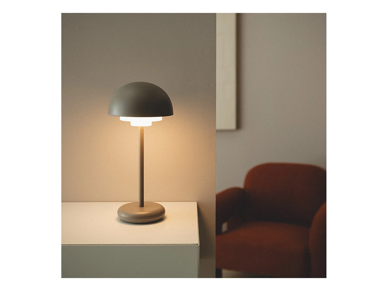 Lampe à Poser LED 2W Portable avec Batterie USB Rechargeable Galdan Taupe