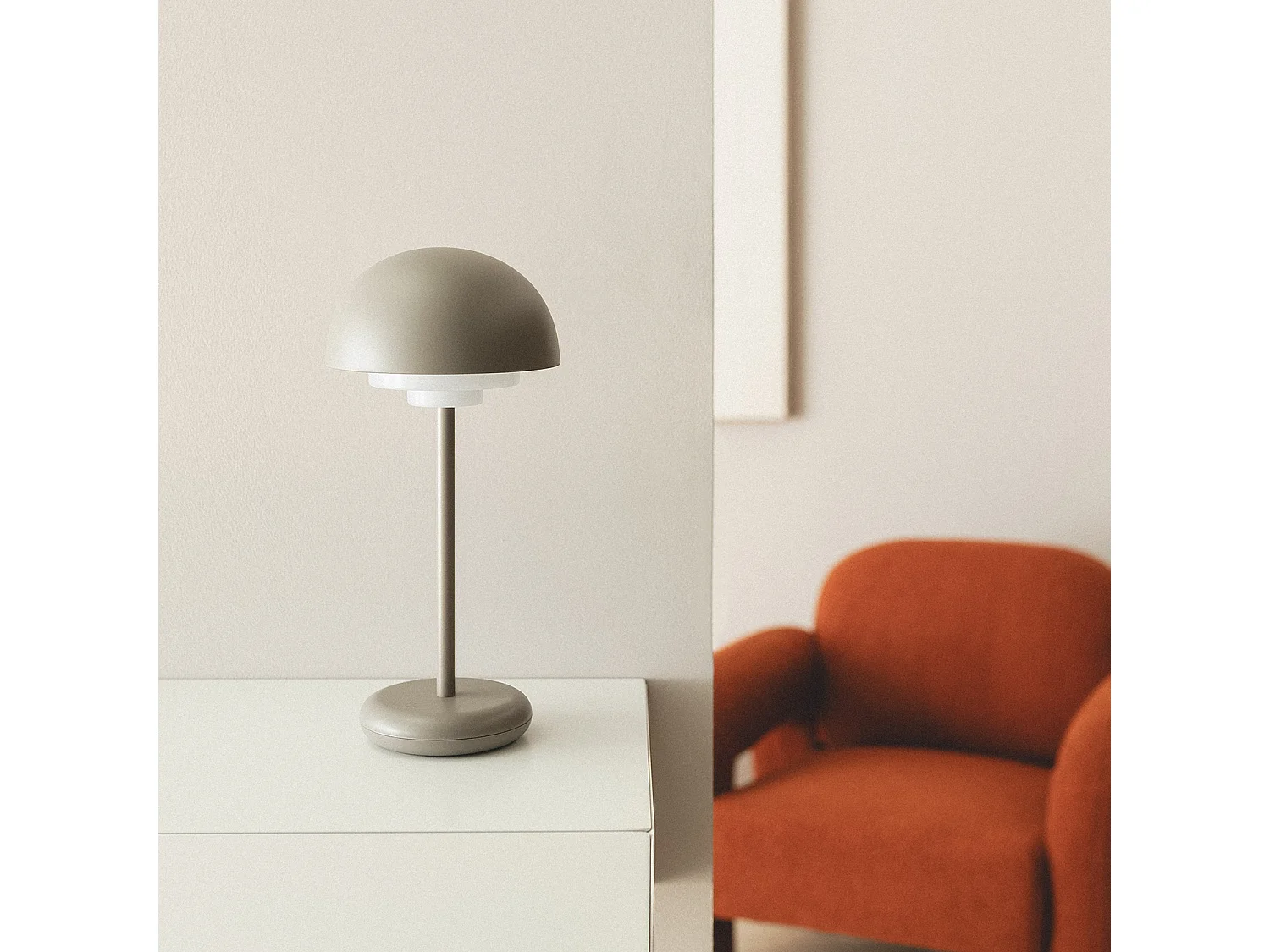 Lampe à Poser LED 2W Portable avec Batterie USB Rechargeable Galdan Taupe