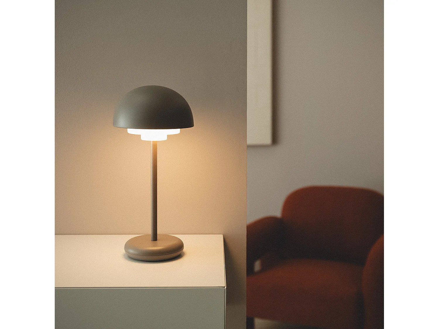 Lampada da Tavolo LED 2W Portatile con Batteria USB Ricaricabile Galdan Tortora