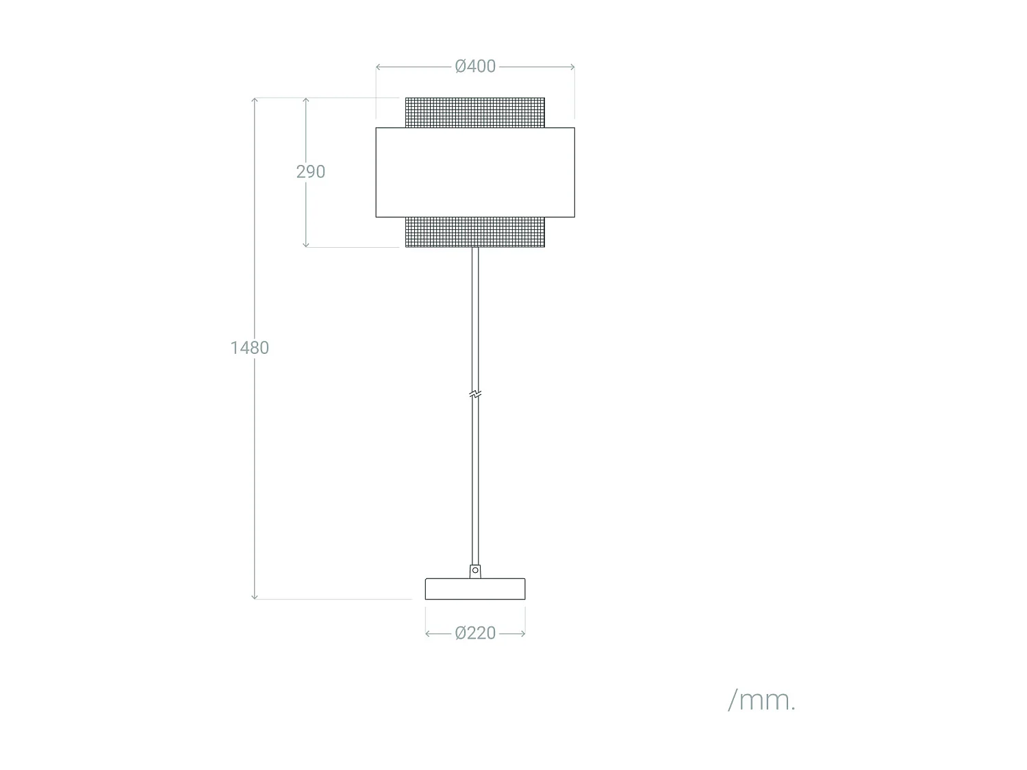 Lampadaire Métal et Tissu Amaia Blanc cassé