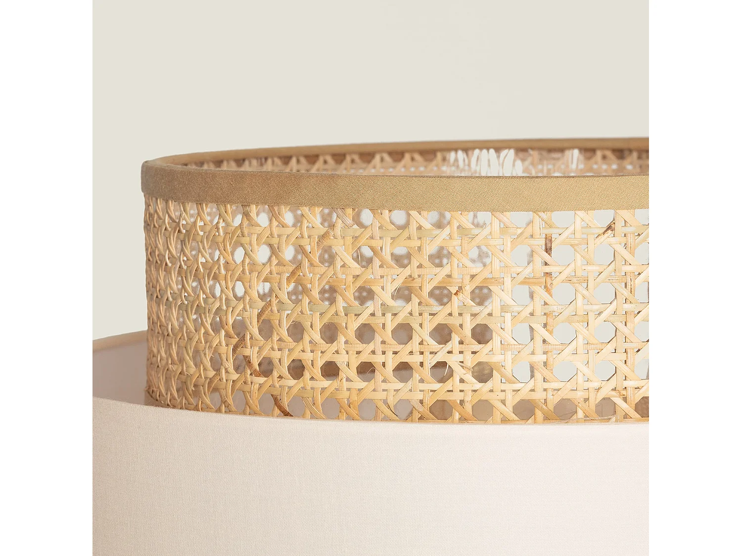 Lampadaire Métal et Tissu Amaia Blanc cassé