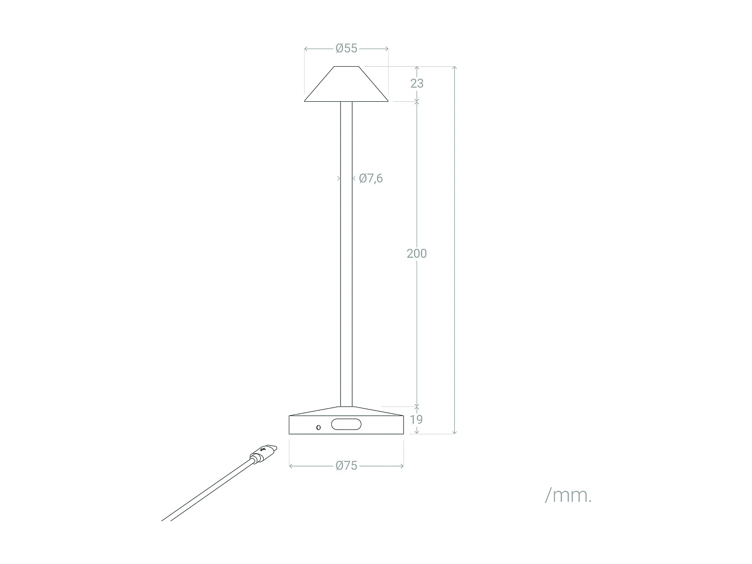Lampe à Poser LED Portable Extérieure Métal avec Batterie Rechargeable Magatzi Noir