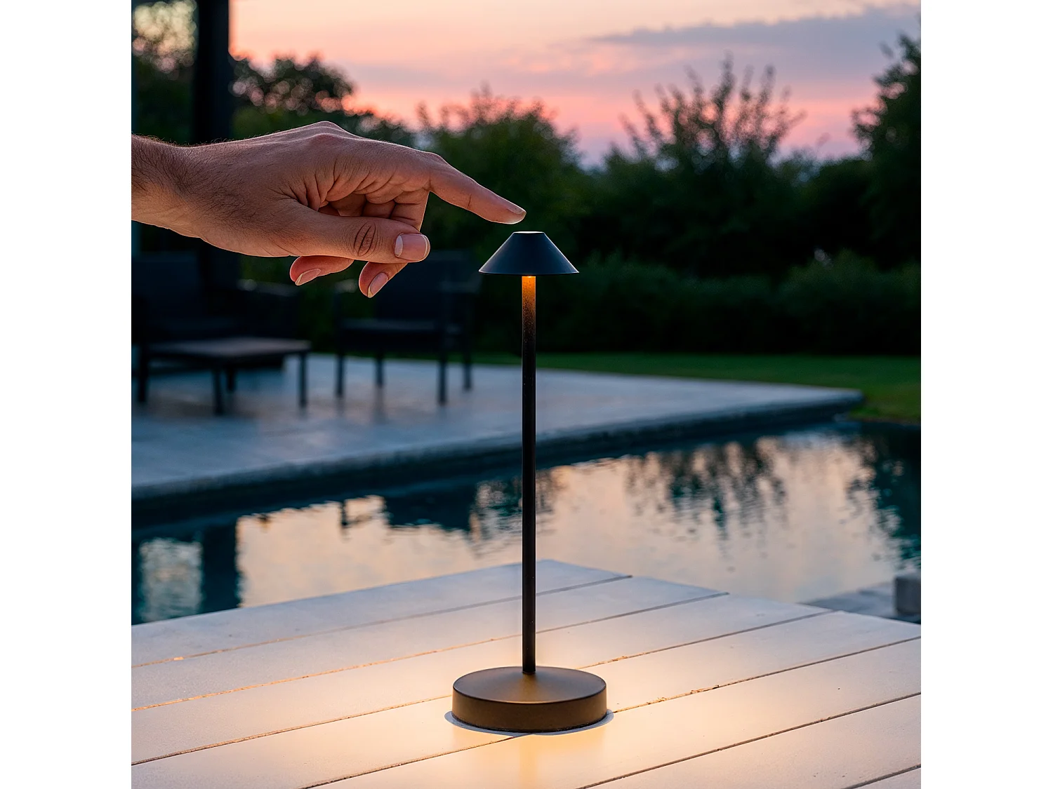 Lampe à Poser LED Portable Extérieure Métal avec Batterie Rechargeable Magatzi Noir