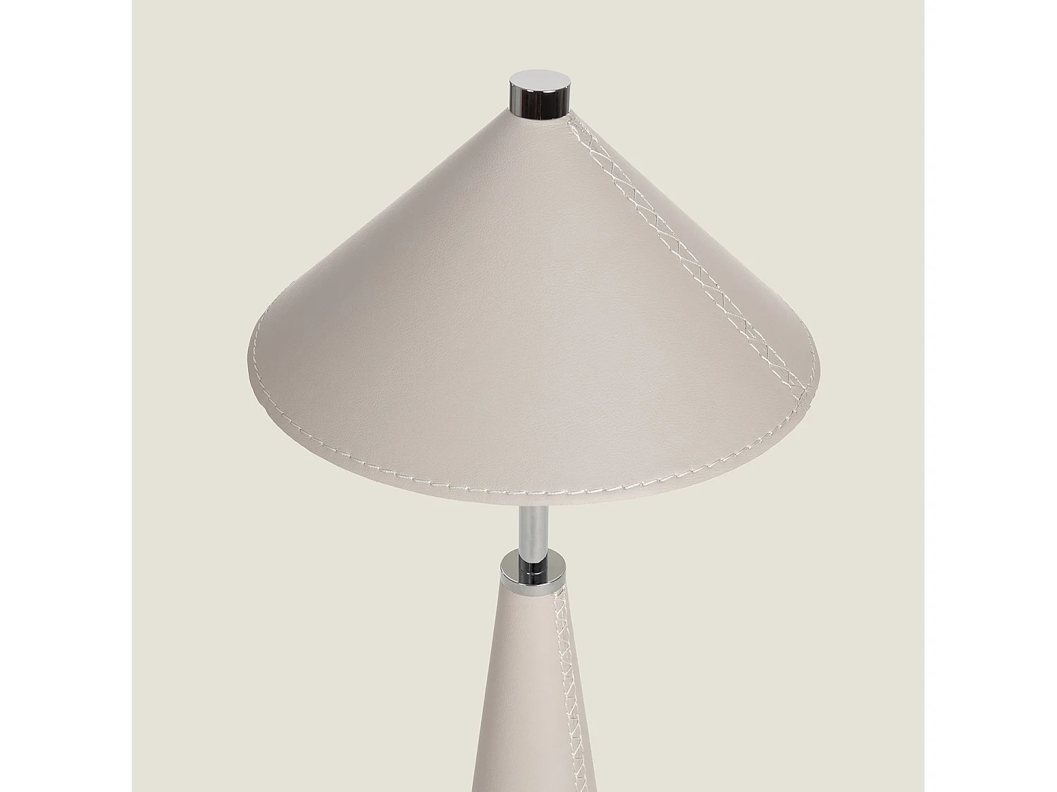Lampe à Poser LED Portable Cuir et Métal avec Batterie USB Rechargeable Tyu Tule Beige