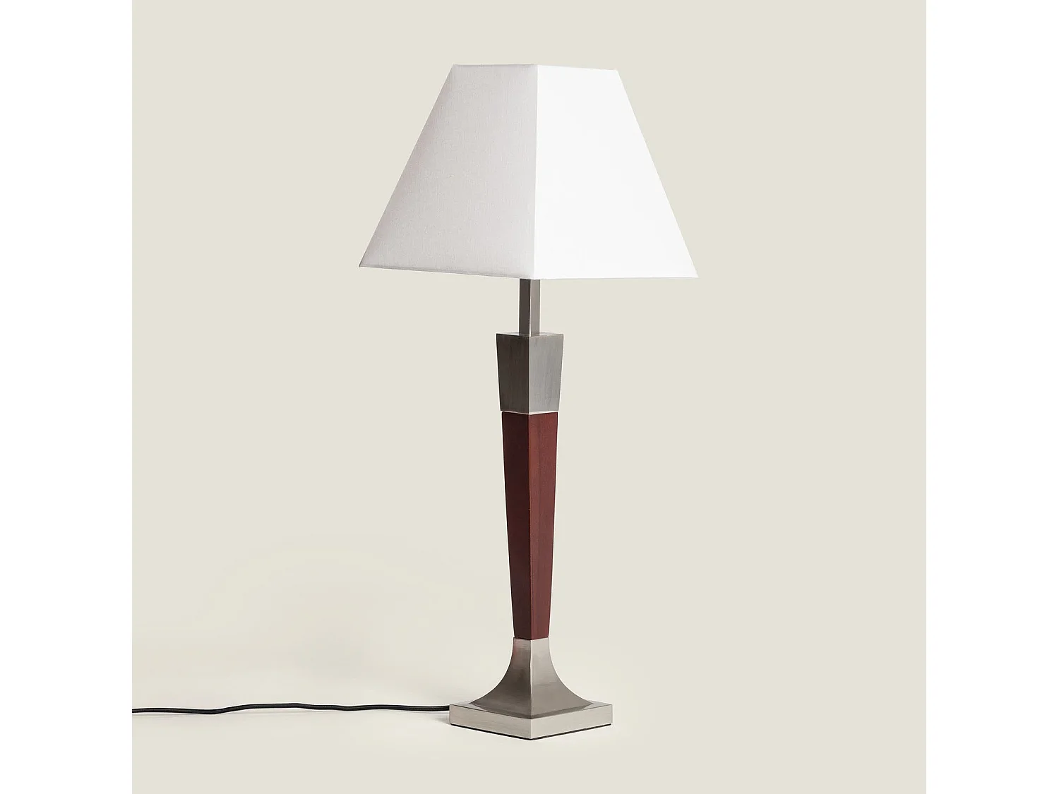 Lampe à Poser Bois et Métal Lizza Piramis Blanc