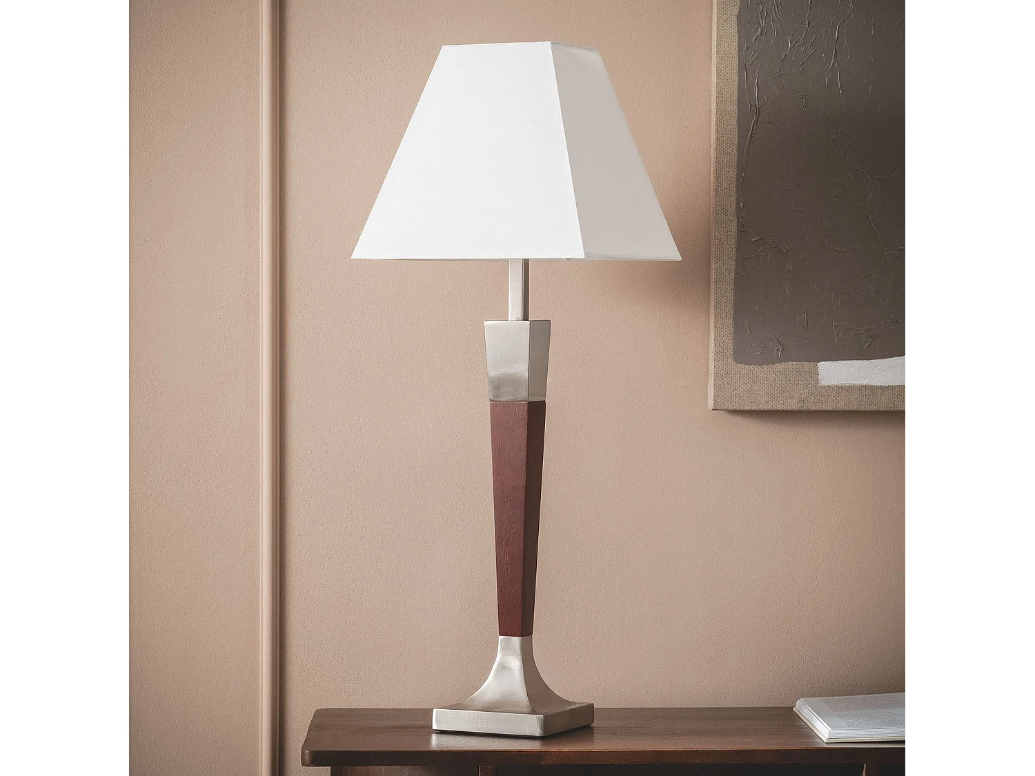 Lampe à Poser Bois et Métal Lizza Piramis Blanc