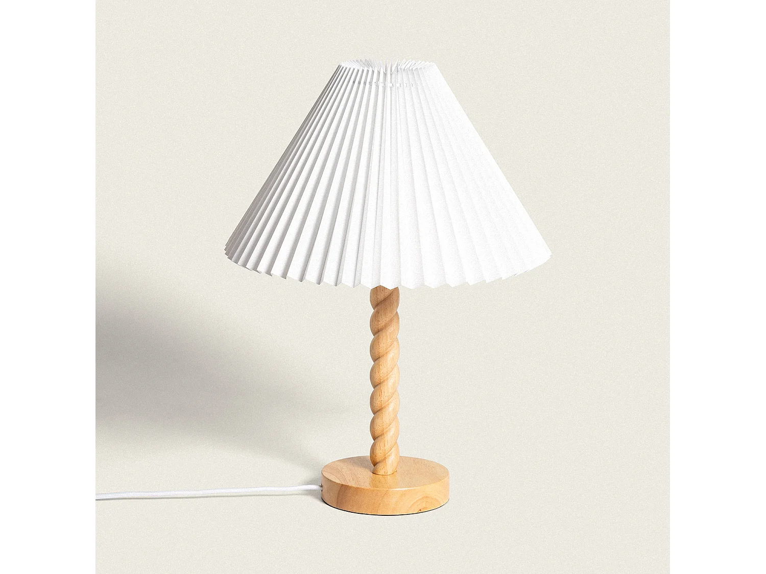 Lampada da Tavolo Legno Moorea Bianco