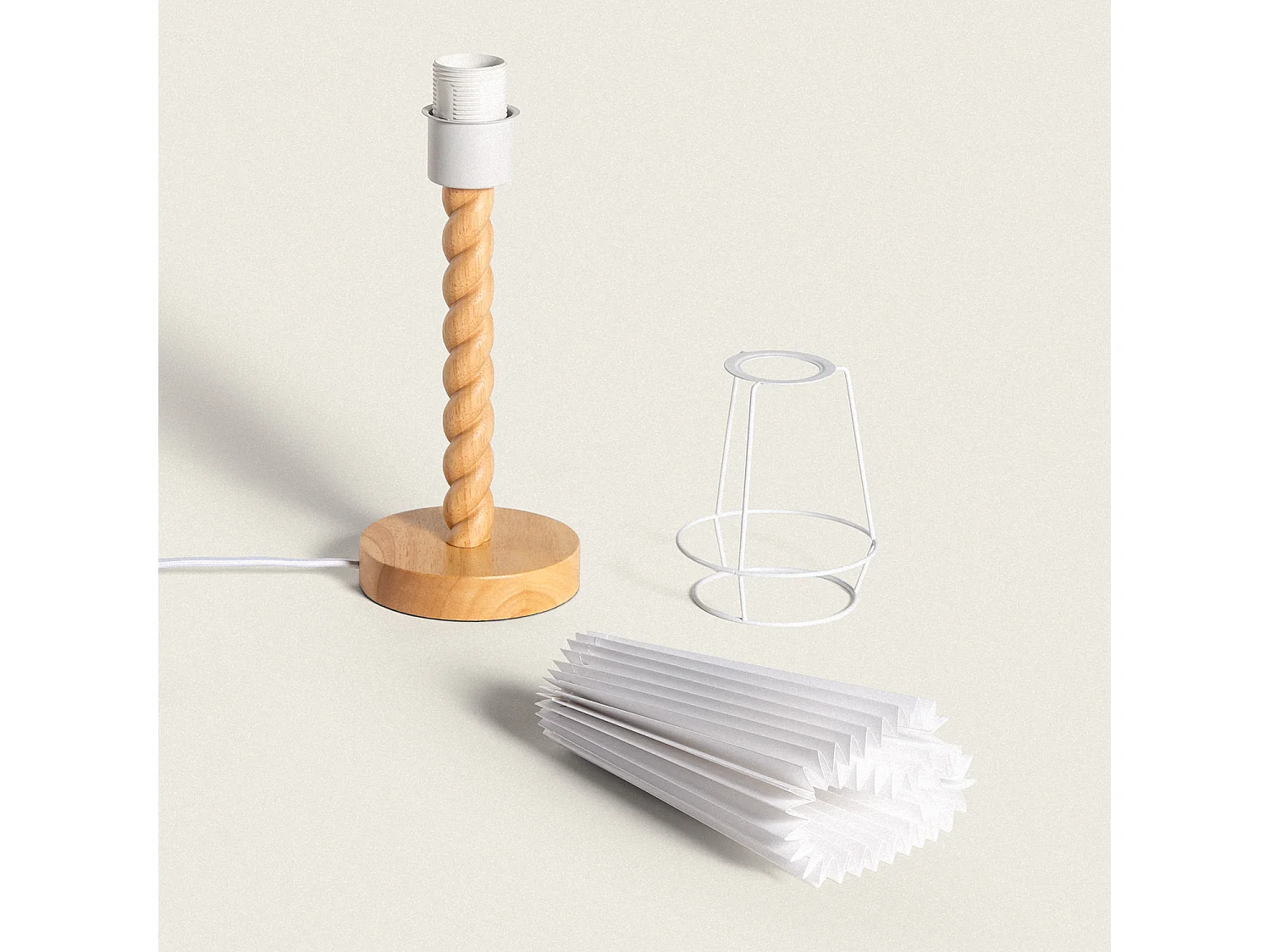 Lampada da Tavolo Legno Moorea Bianco