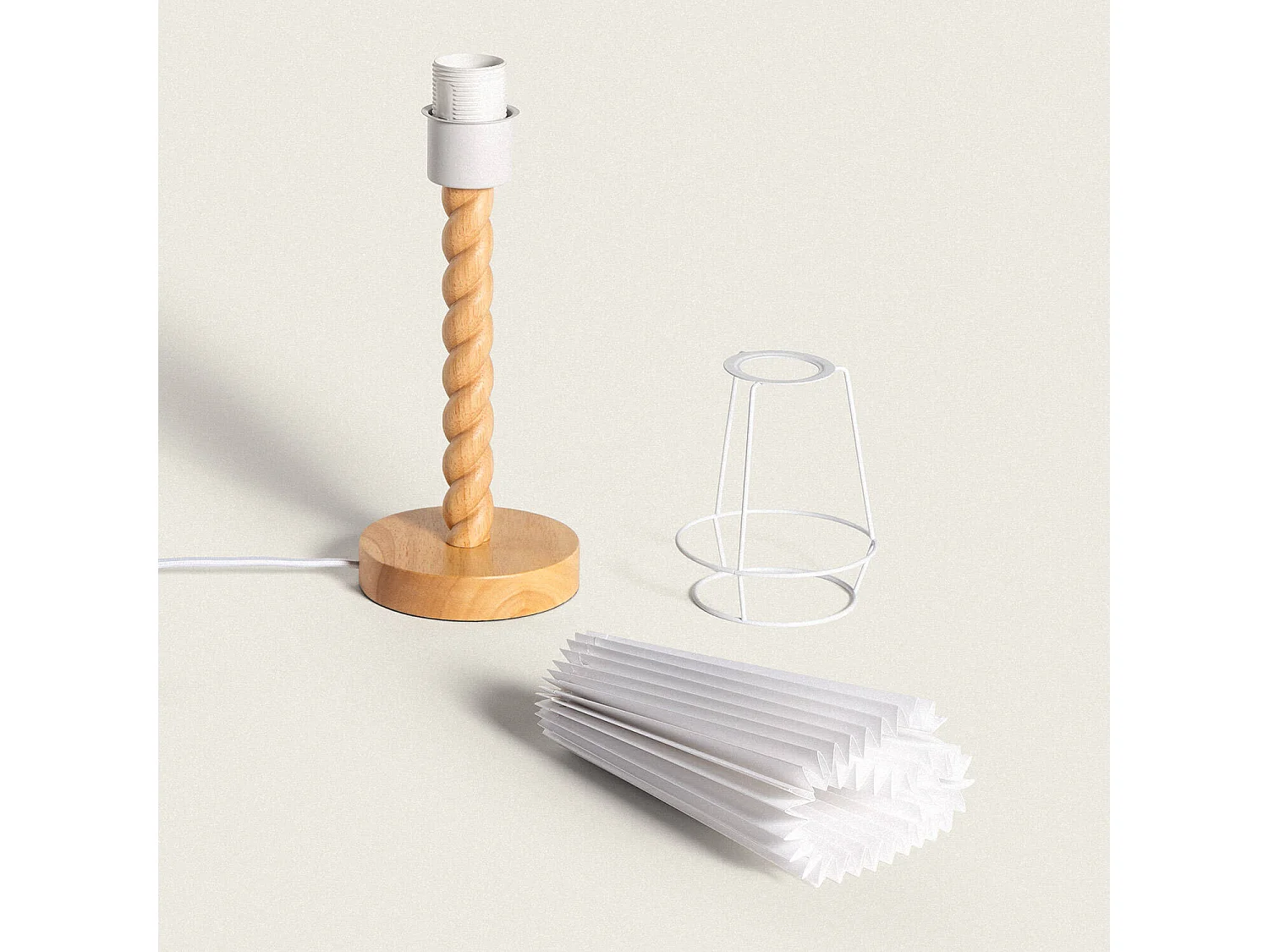 Lampada da Tavolo Legno Moorea Bianco