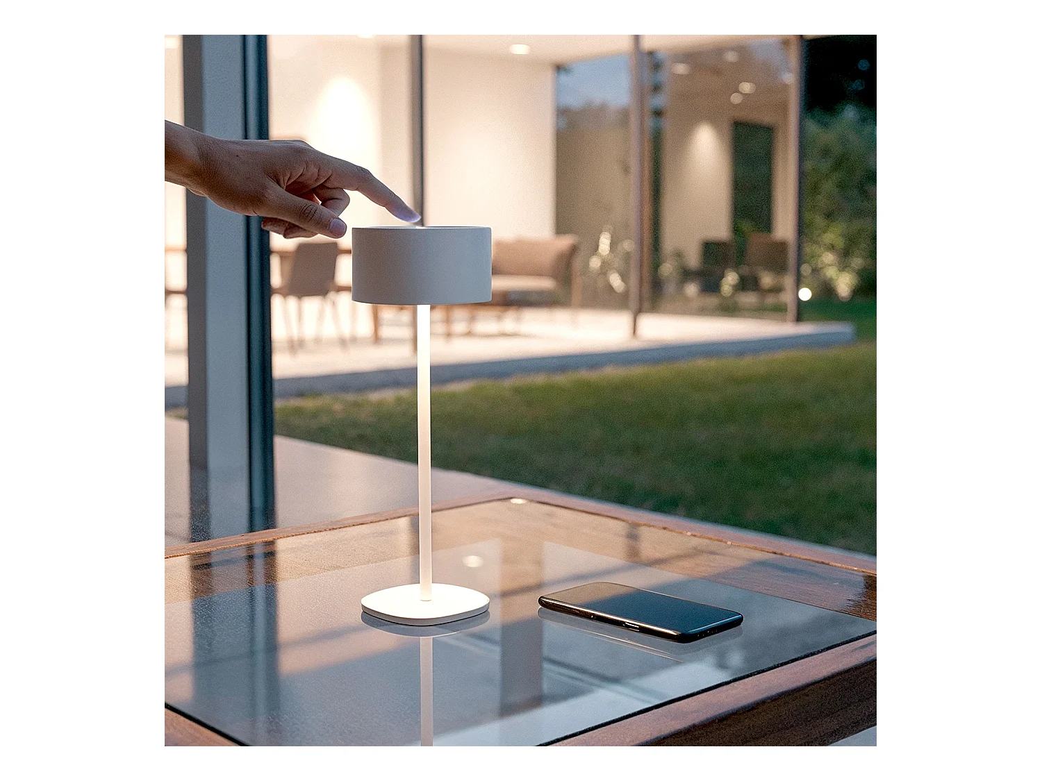Lampada da Tavolo LED 2W Portatile con Batteria USB Ricaricabile Mounka Square Bianco