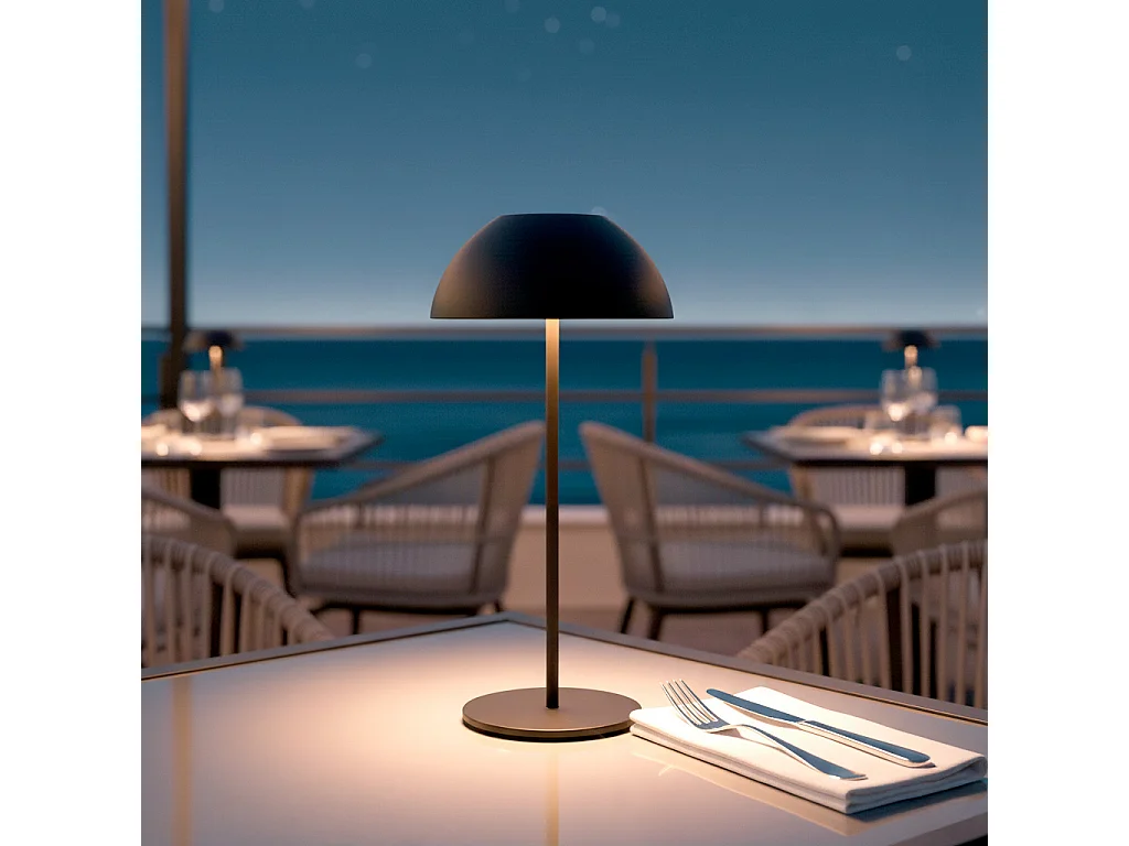 Lámpara de Mesa LED Portátil Exterior con Batería USB Recargable Metal Mugla Negro
